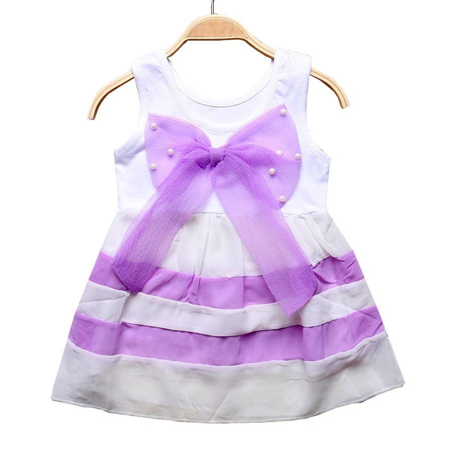 Baby Girl Sleeveless Purple Stripe Chiffon Tutu Sundress