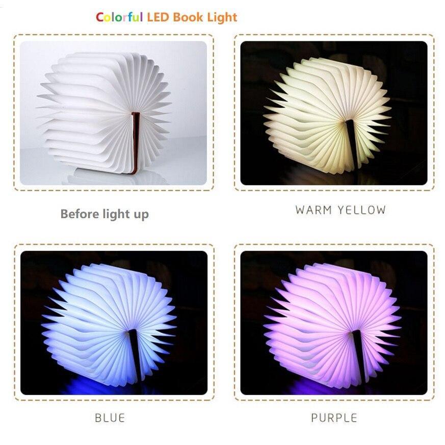 Modern Foldable Wooden Book Lamp – Minimalist LED Bedside Light