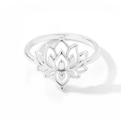 Lotus Flower Rings For Women Stainless Steel Gold Color Hollow Out Ring Fashion Wedding Party Aesthetic Jewelry Gift anillos