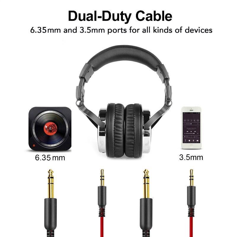 Professional Wired HiFi Studio DJ Headphones with Mic - Black/Rose-Gold