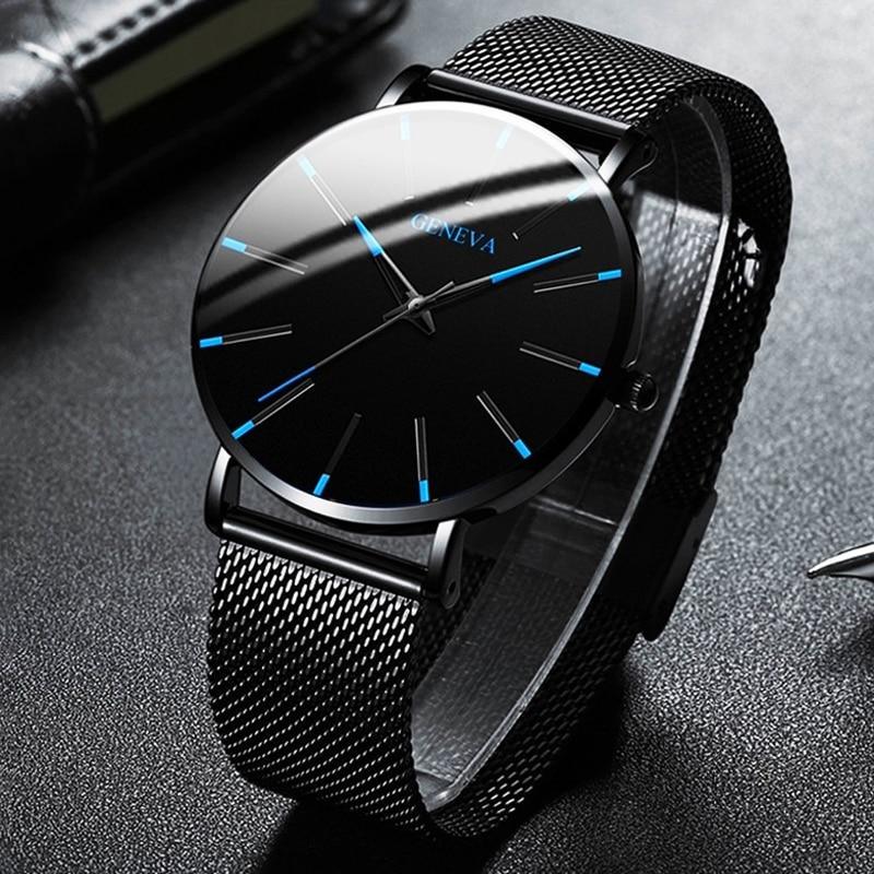 Minimalist Ultra-Thin Men’s Stainless Steel Mesh Quartz Watch