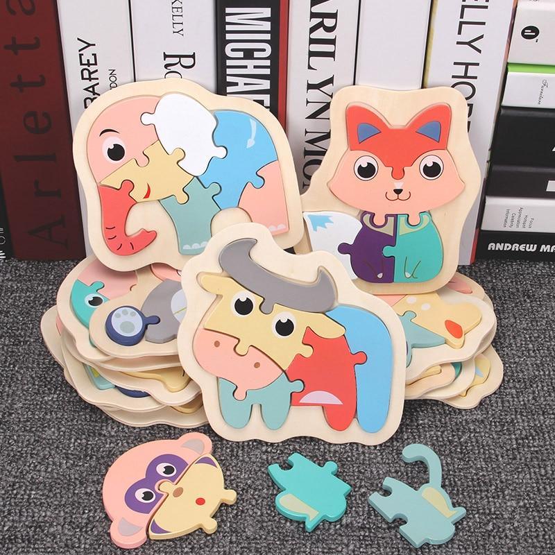 Colorful Animal Wooden Puzzle for Toddlers 2-4 Years Educational Toy