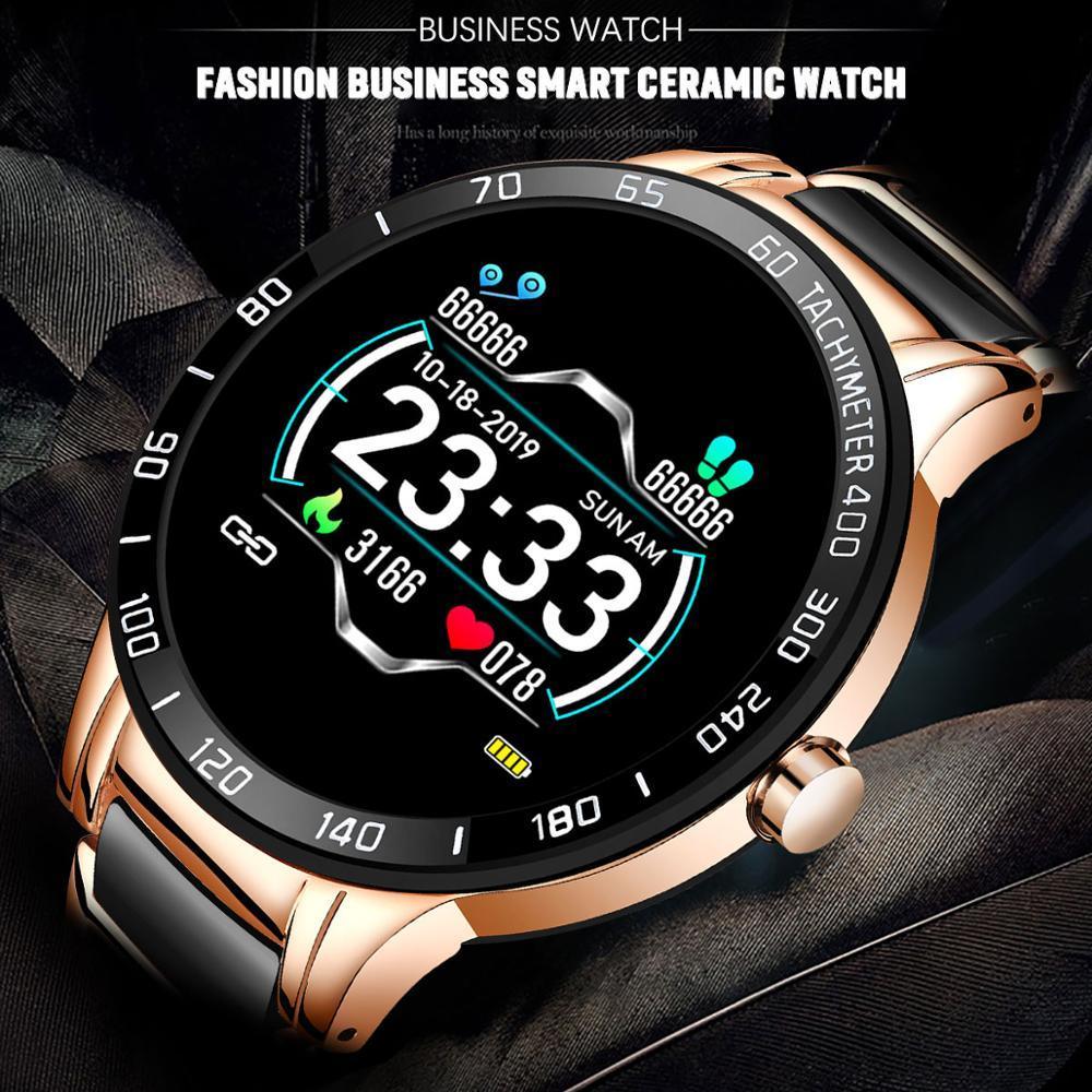 Modern Ceramic Smart Watch with Heart Rate & Fitness Tracker