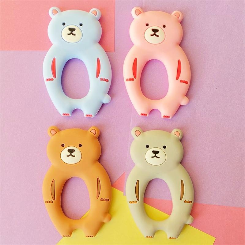 4pcs Kawaii Bear Silicone Teethers - Soft Baby Chew Toys