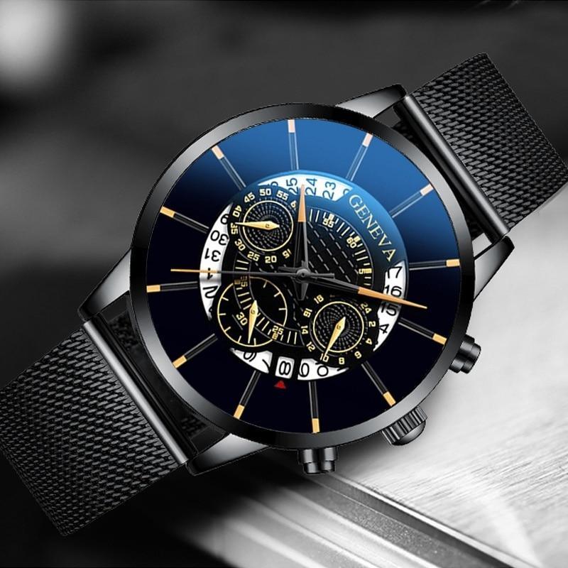 Men's Stainless Steel Calendar Quartz Wristwatch - Modern Sport