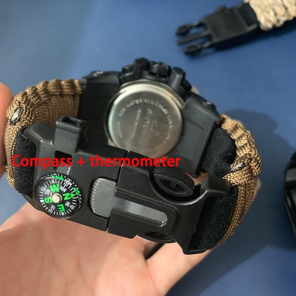 6-in-1 Survival Men’s Sports Watch with Compass & Paracord Band
