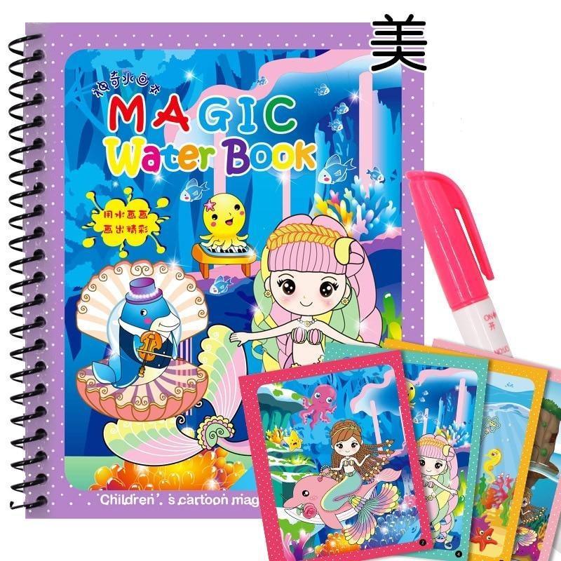 Reusable Magic Water Drawing Book for Kids - Mess-Free Coloring