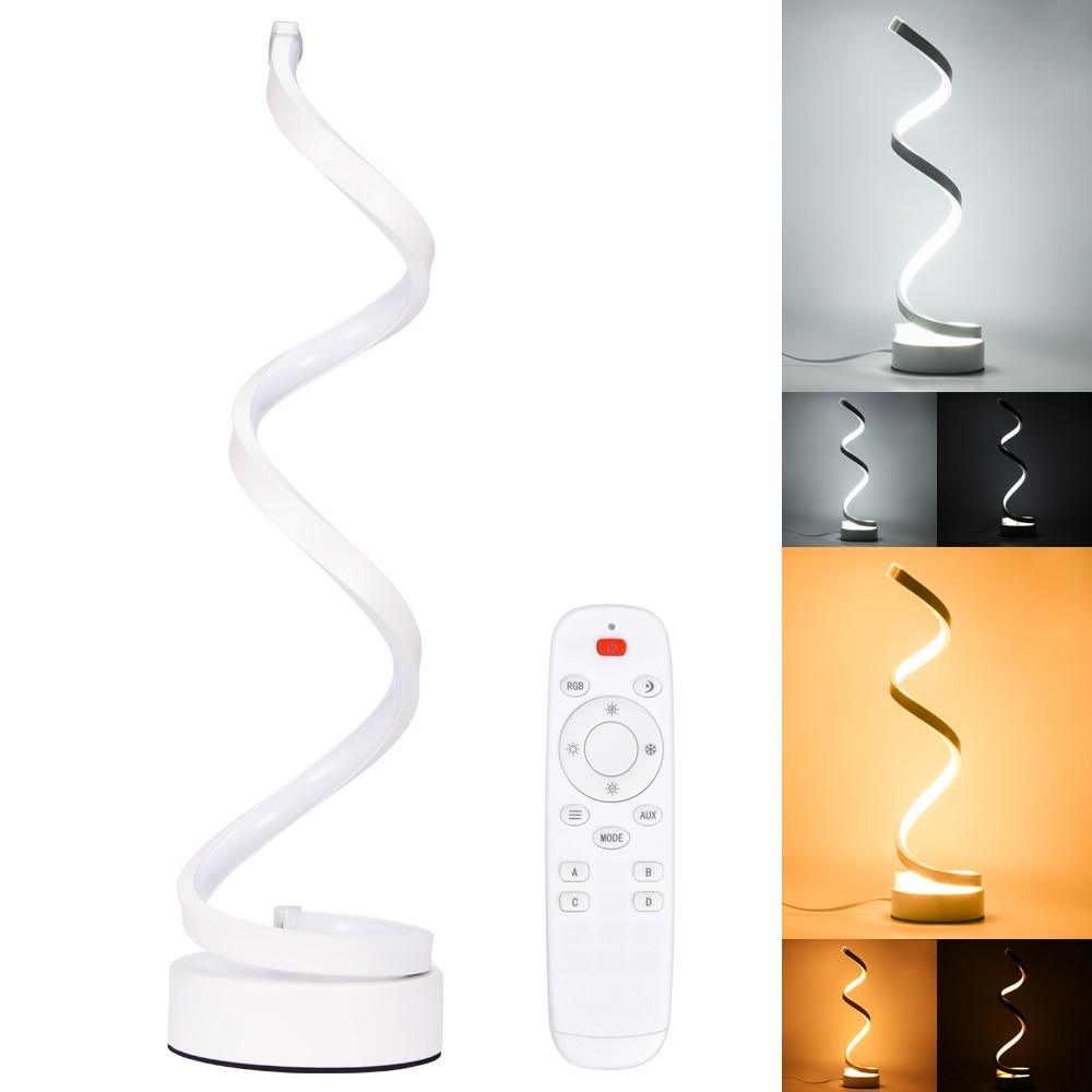 Modern LED Spiral Table Lamp, Dimmable Minimalist Desk Lighting