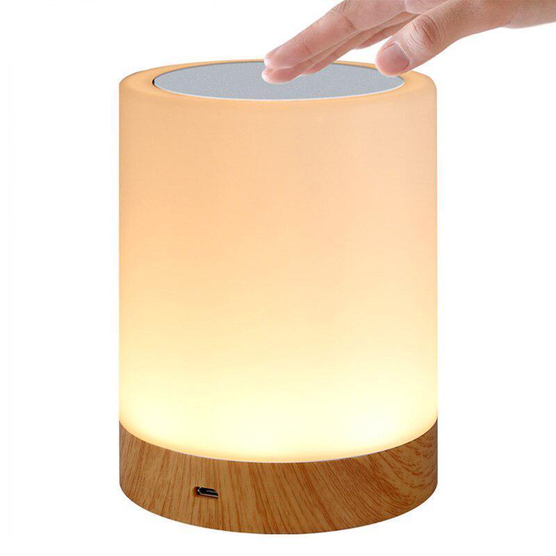 Modern LED Touch Night Lamp with Wood Grain Finish for Bedside
