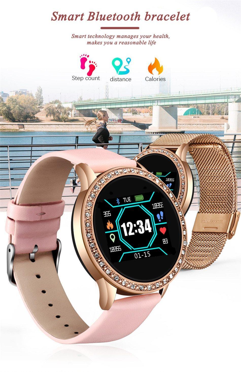 Glamorous Rose Gold Women's Smart Watch & Fitness Tracker
