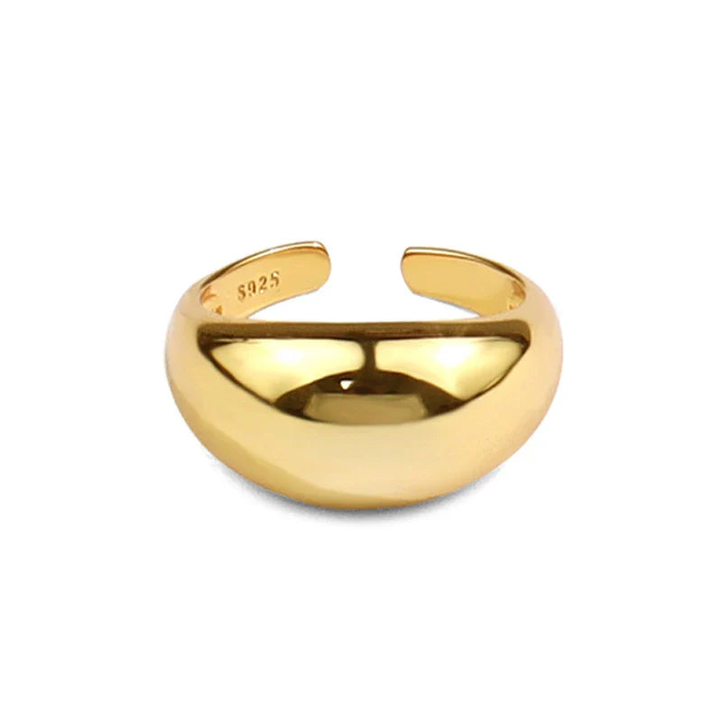 VENTFILLE 925 Sterling Silver Ring for Women Men Smooth Geometric Finger Ring Adjustable Party Jewelry Wholesale