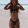 👙 Women’s Hollow Out Bikini Set – Sexy Solid Color Two-Piece Swimsuit with Bra Pads | Summer Beachwear for Pool &amp; Sea Party