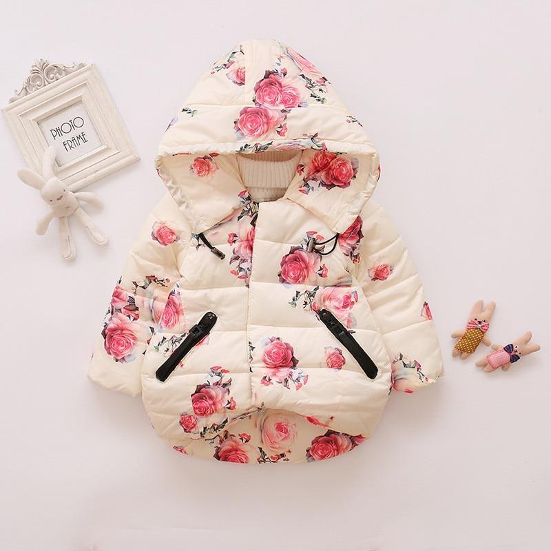 Floral Padded Hooded Jacket for Kids - Winter Warm Cotton Coat