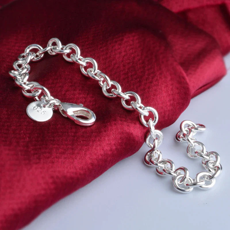 Aravant 925 Sterling Silver 6mm Link Chain Bracelet For Women Fashion Jewelry