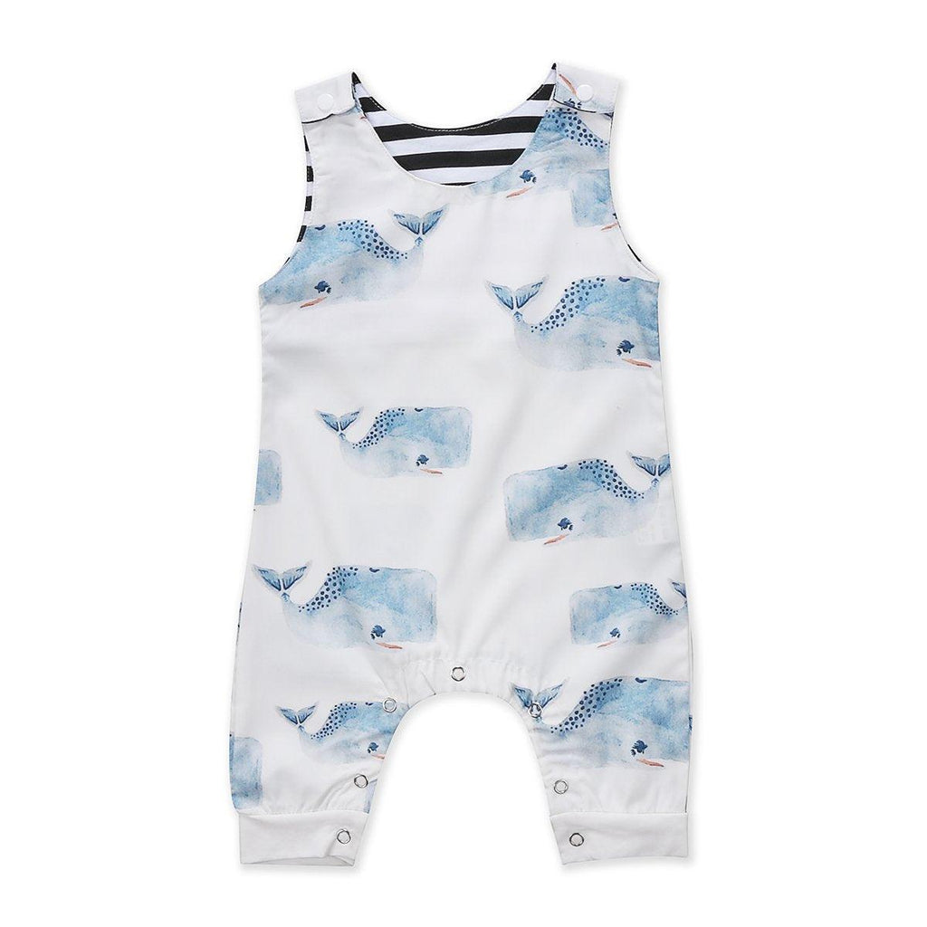 Baby Boys Girls Whale Print Sleeveless Summer Romper Playsuit