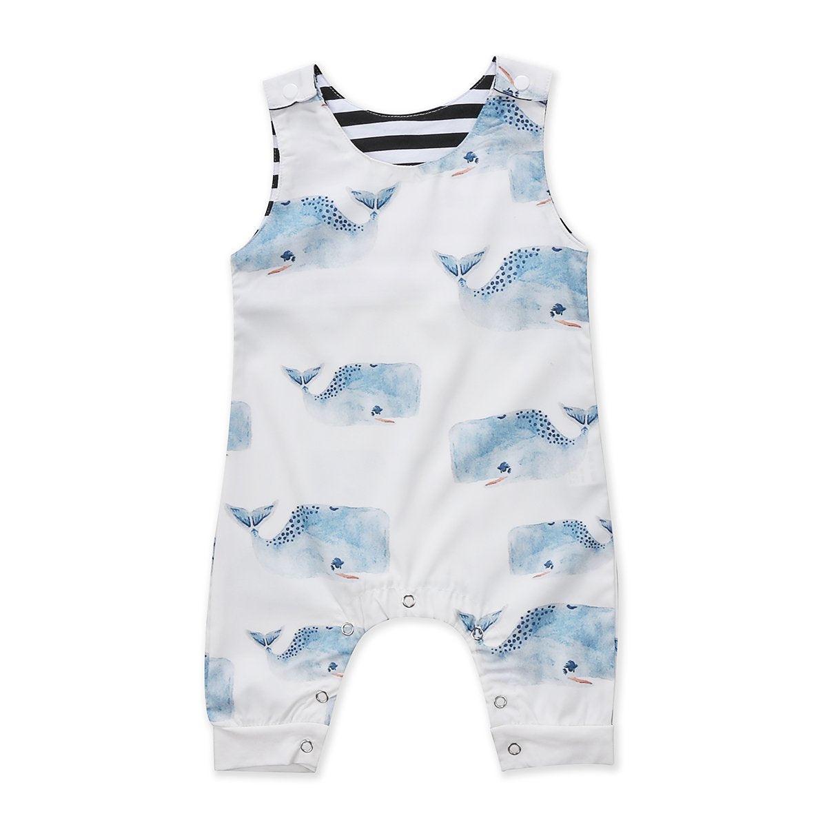 Baby Boys Girls Whale Print Sleeveless Summer Romper Playsuit