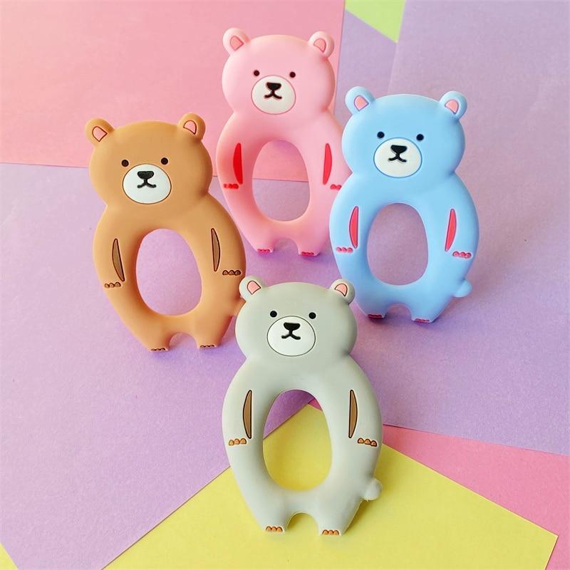 4pcs Kawaii Bear Silicone Teethers - Soft Baby Chew Toys