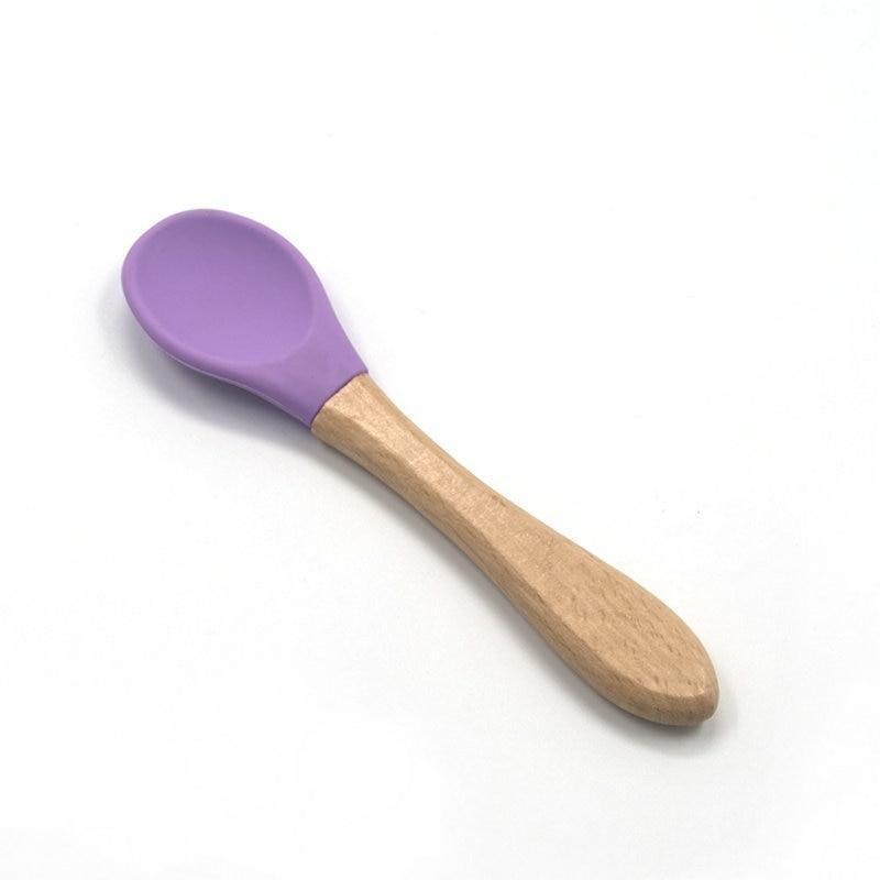 Organic Bamboo Baby Training Spoons with Soft Silicone Tips 2-Pack