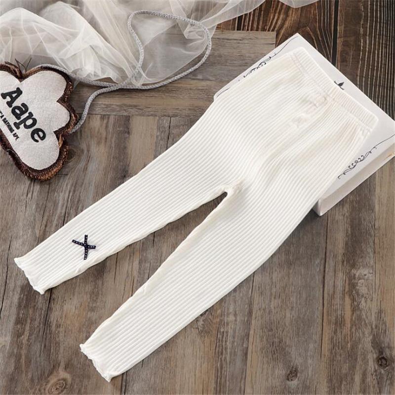 Girls Patchwork Knit Leggings - Stretchy Bow Detail Trousers