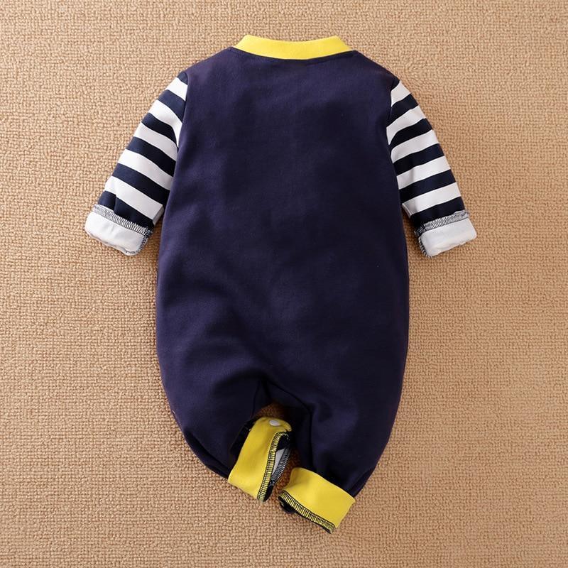 Baby Boy Long Sleeve Striped Romper with Cute Giraffe Design