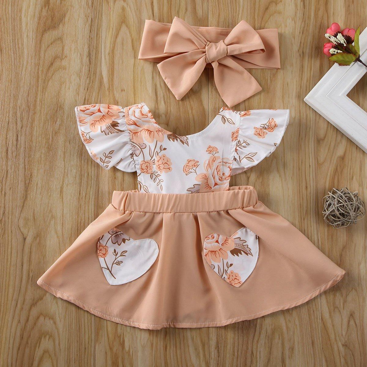Baby girl floral print sundress featuring ruffles and a large decorative bow