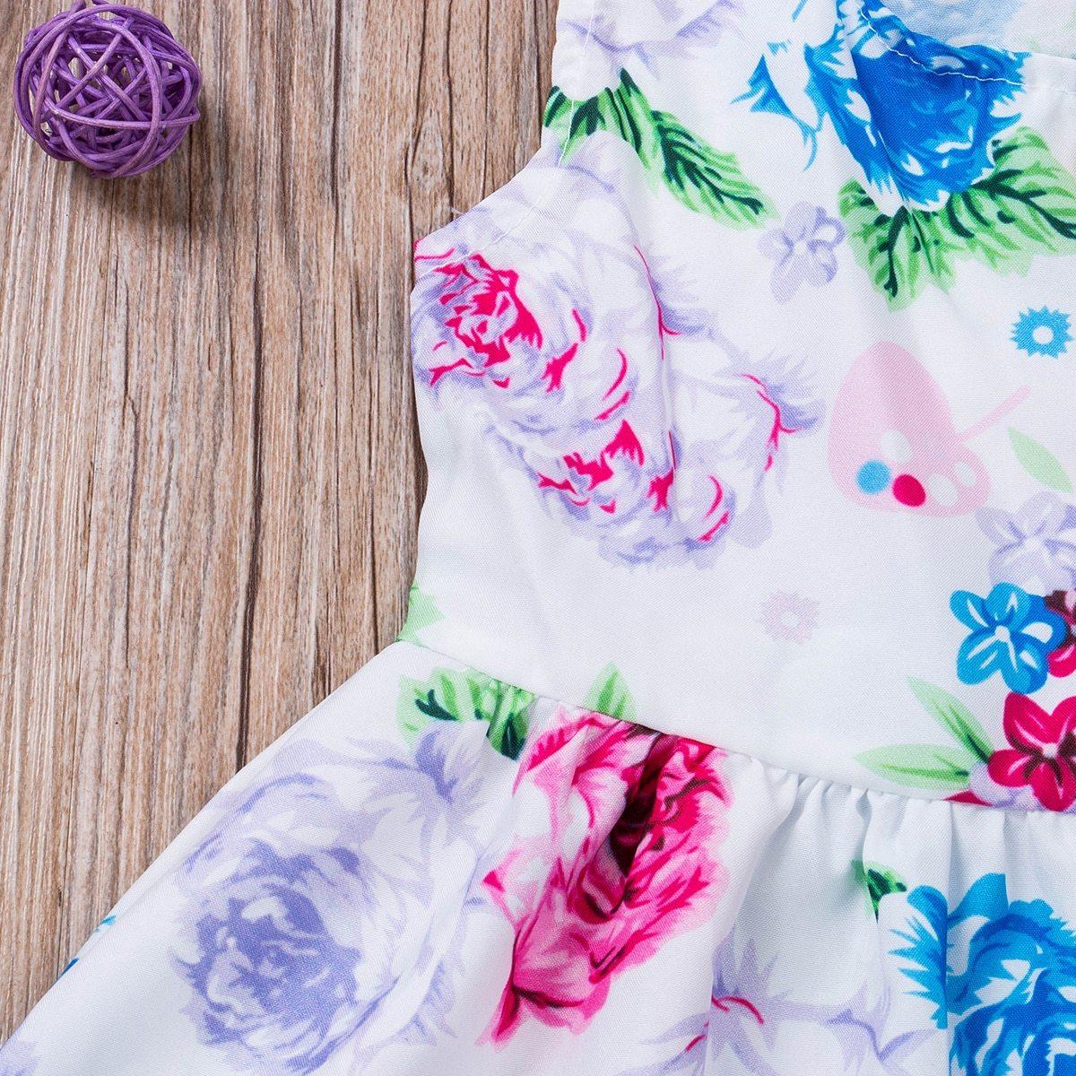Baby Girls Floral Print Summer Dress with Bow and Headband Set