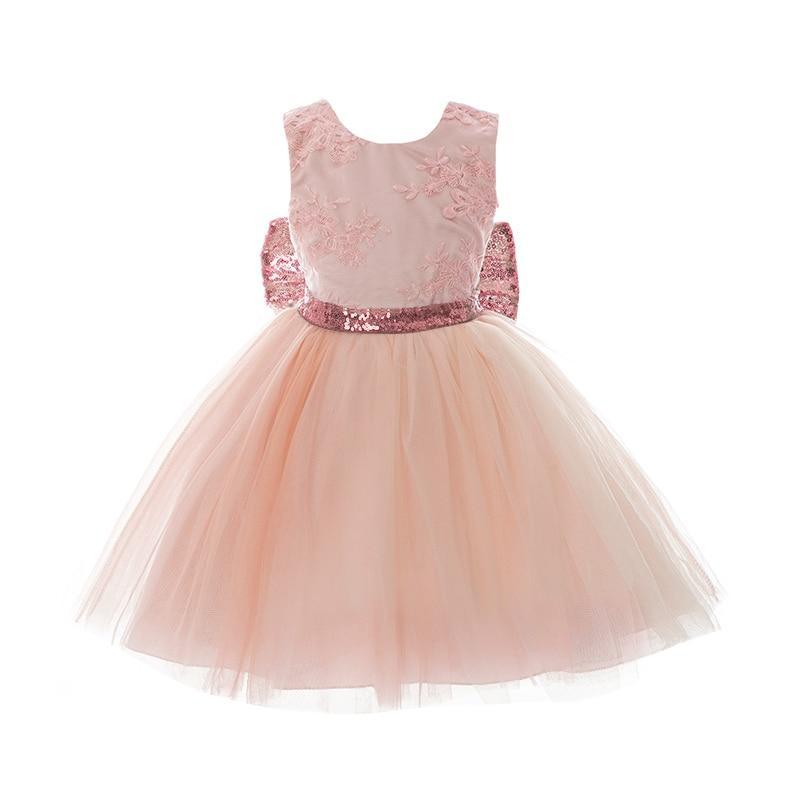 Glamorous Pink Princess Backless Dress with Gold Bow