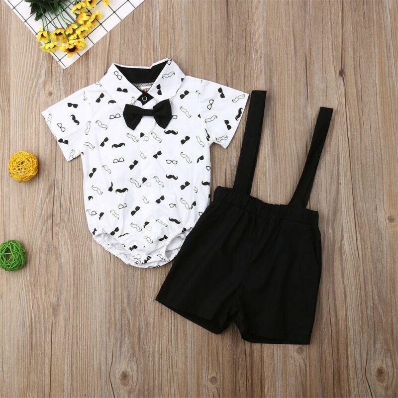 Baby Boys Formal Two-Piece Suspender Outfit with Bow Tie
