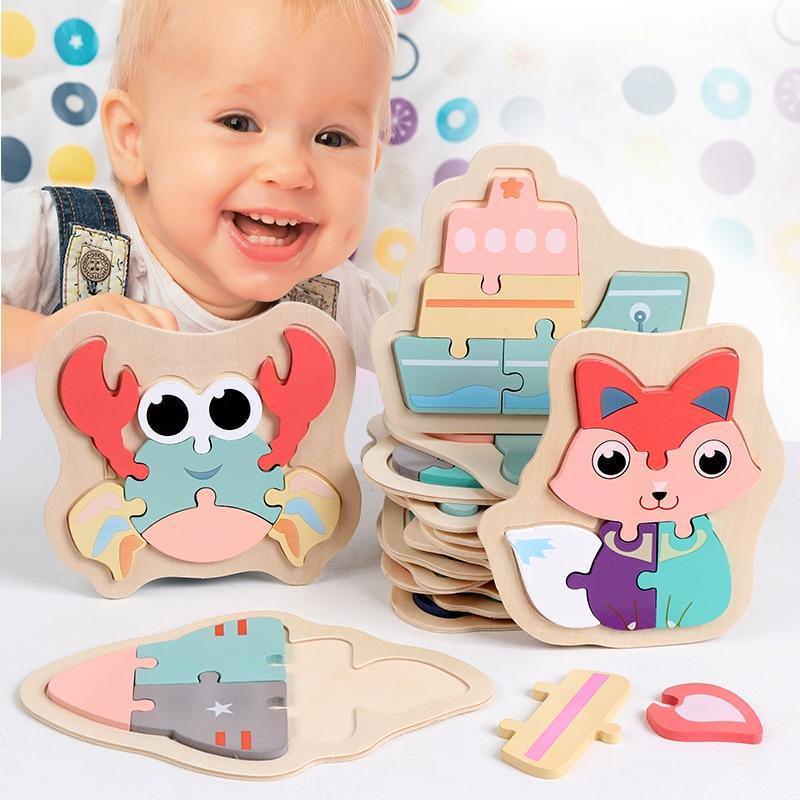 Colorful Animal Wooden Puzzle for Toddlers 2-4 Years Educational Toy