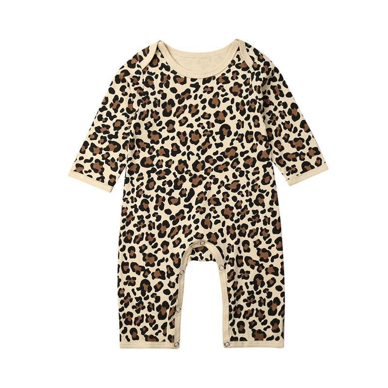 Newborn Baby Girl Leopard Print Romper Jumpsuit Outfit