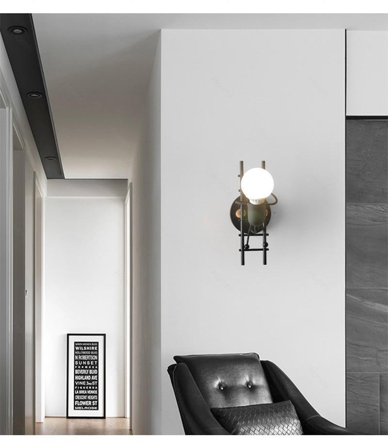 Modern Nordic Humanoid Climbing Ladder Wall Sconce Lamp for Kids Room