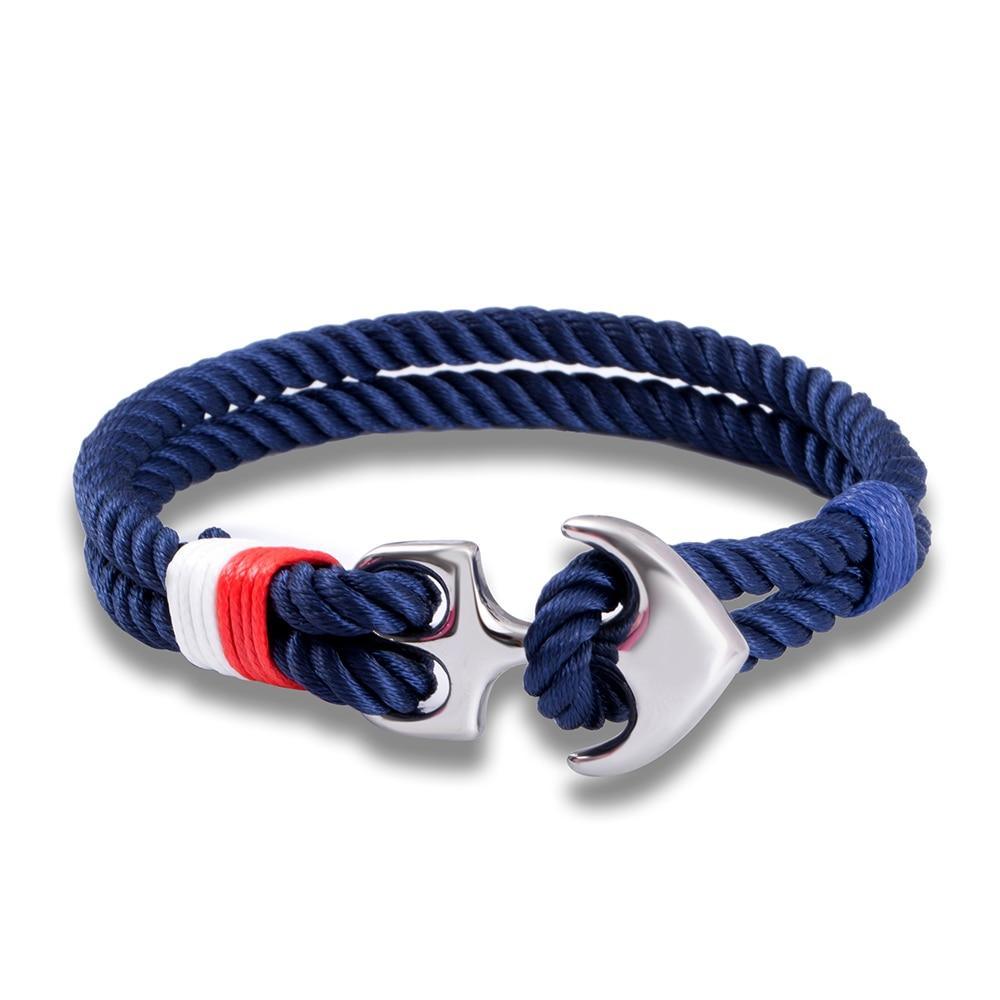Men's Nautical Anchor Survival Paracord Bracelet in Stainless Steel