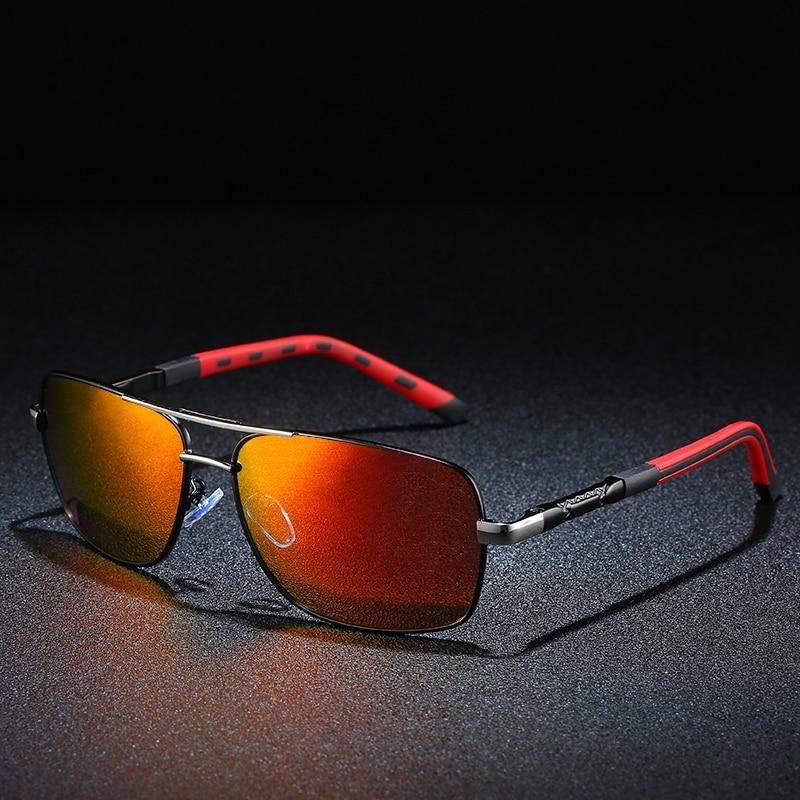 A pair of luxury men's business sunglasses with a durable metal frame and polarized lenses.