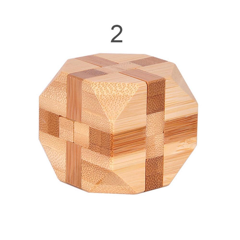 3D Wooden Interlocking Brain Teaser Puzzle Game - Light/Brown Wood
