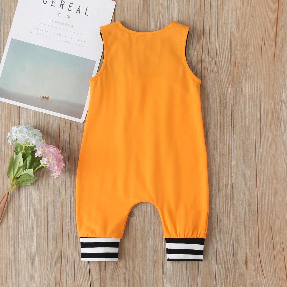 Baby Cotton Sleeveless Romper – Solid Color Sporty Jumpsuit