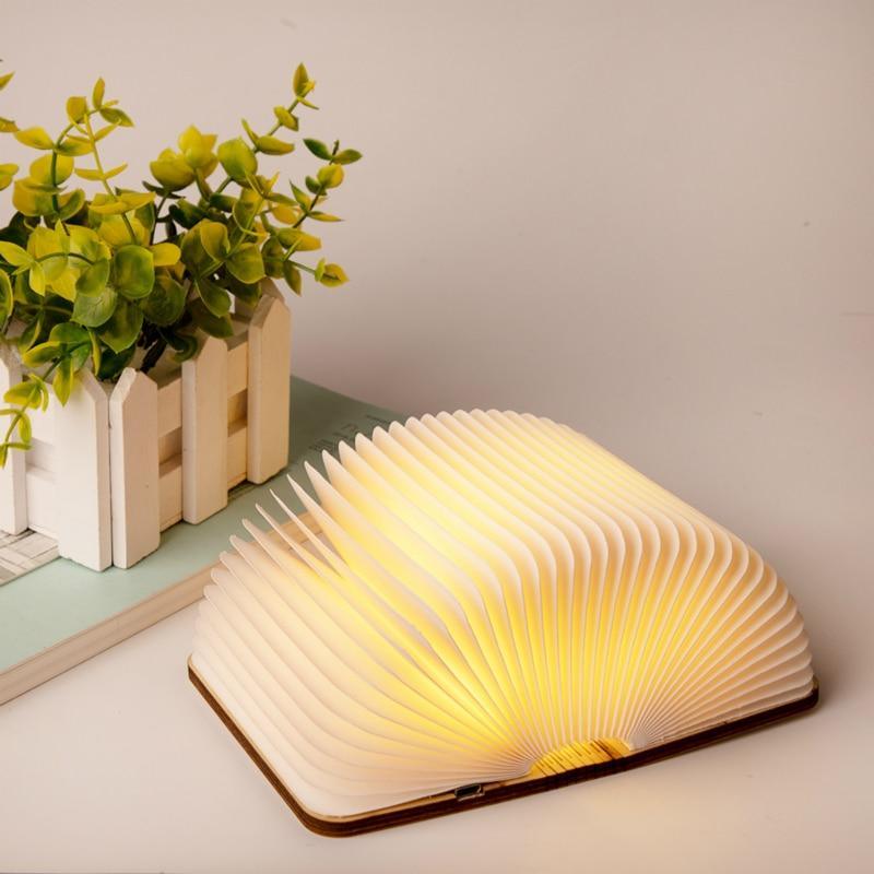 Foldable Wood Book Lamp - Rechargeable LED Magnetic Night Light