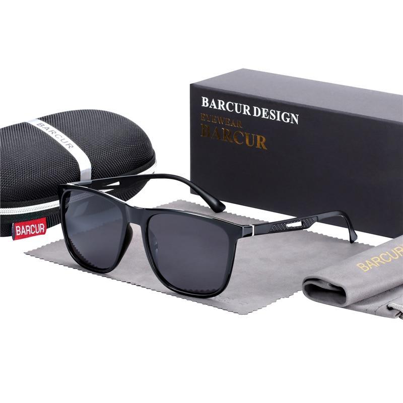 Polarized Square Titanium Sunglasses with Mirror Gradient Lens