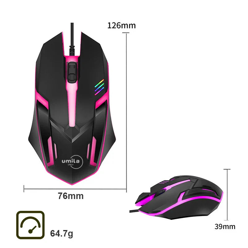Ergonomic 2.4G Wired RGB Backlit USB Gaming Mouse Optical Sensor 3D Style Compatible Laptops Computer Accessories