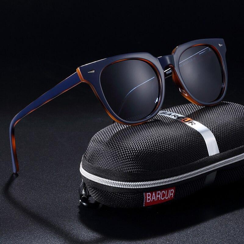 Modern women's blue square polarized sunglasses with minimalist design
