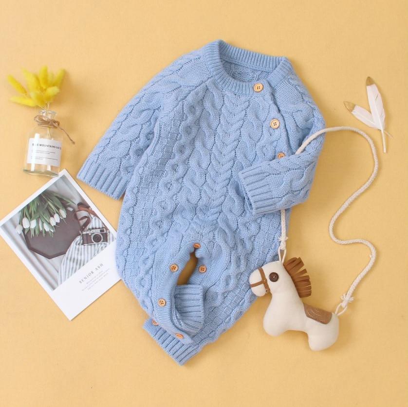 Handmade Knitted Long Sleeve Baby Romper Heritage Style