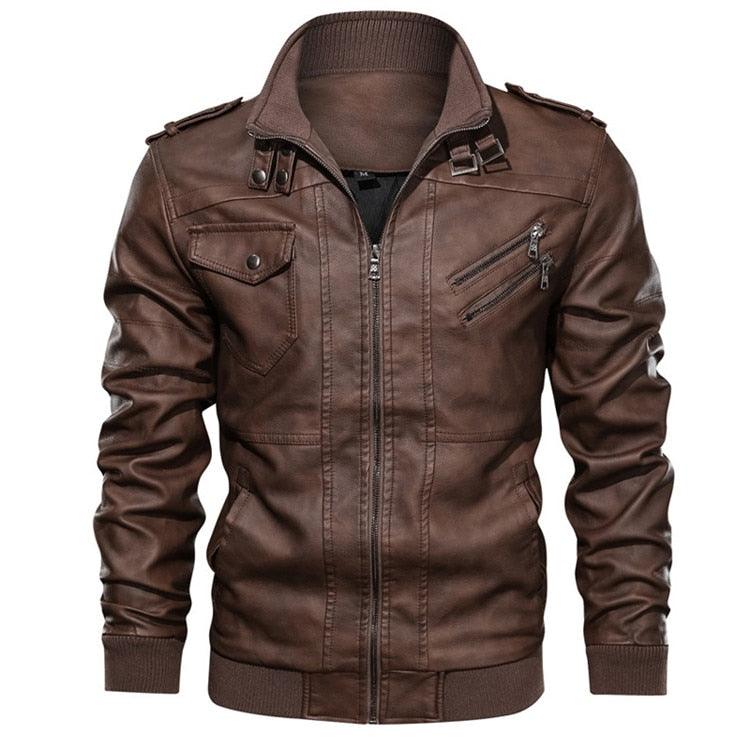 Men's Vintage Motorcycle Jacket with Removable Hood - Black Biker Coat