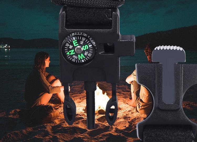6-in-1 Military Survival Watch with Compass Whistle & Paracord