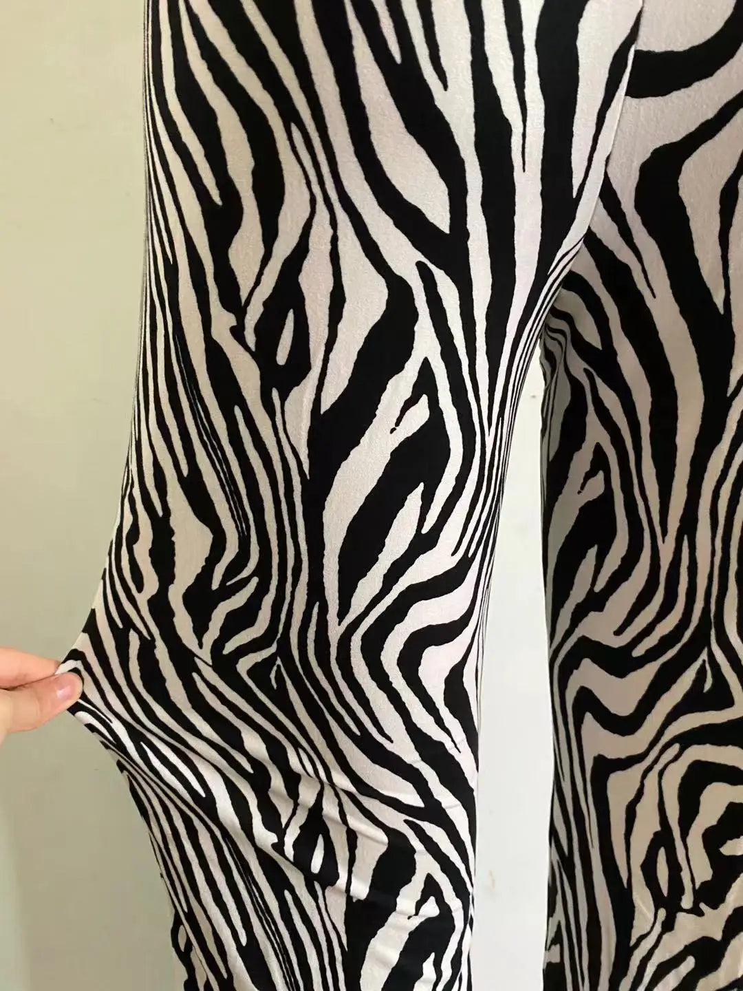 Women's Zebra Print High Waist Wide Leg Pants Casual Trousers - Image 32