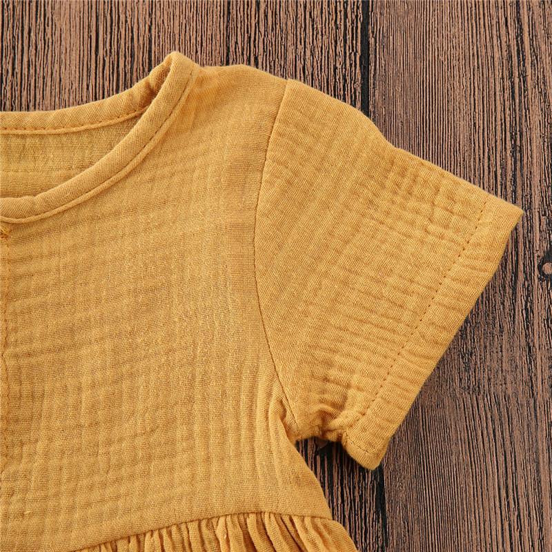 Toddler Girl Minimalist Cotton Linen A-Line Dress