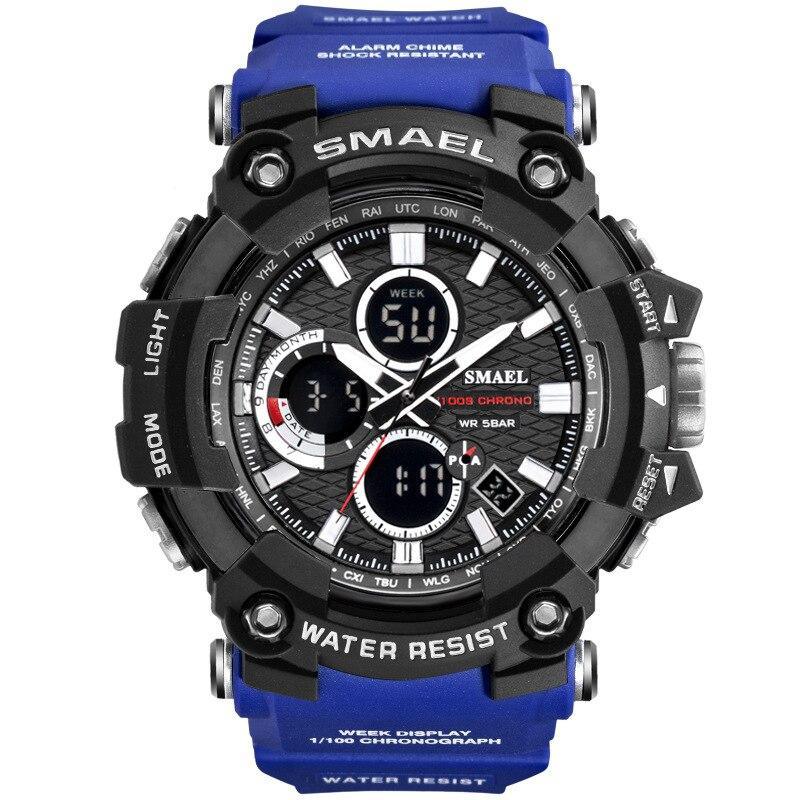 Men's Military Sports Quartz Watch 50M Waterproof Digital Black
