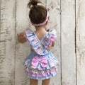 Baby girl floral print tutu romper with bowknot back-cross detail.