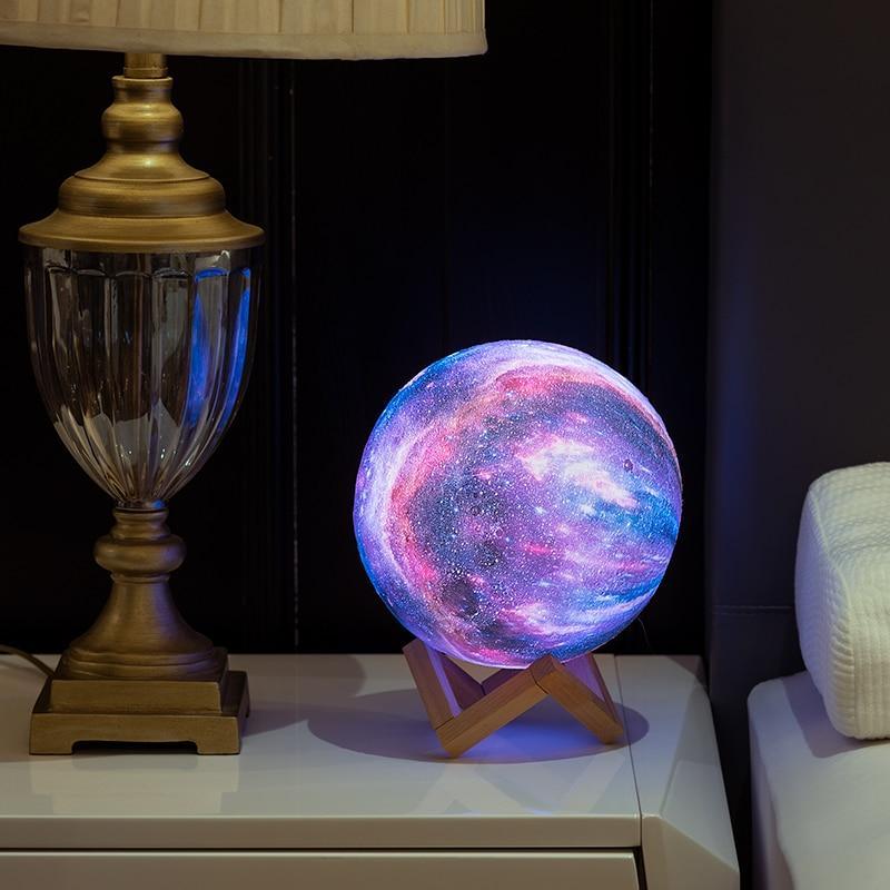 3D Galaxy Moon Lamp Multicolor LED Night Light with Touch Control