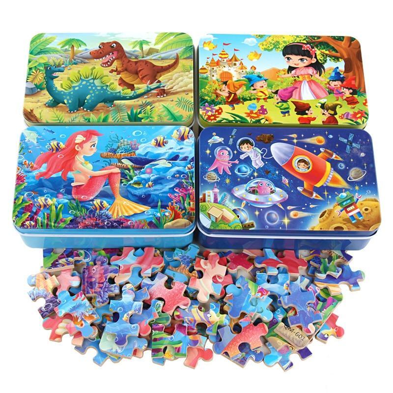 60-Piece Wooden Cartoon Animal Jigsaw Puzzle for Kids