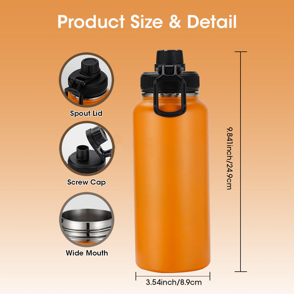 32oz Insulated Stainless Steel Water Bottle with Leak-Proof Lid