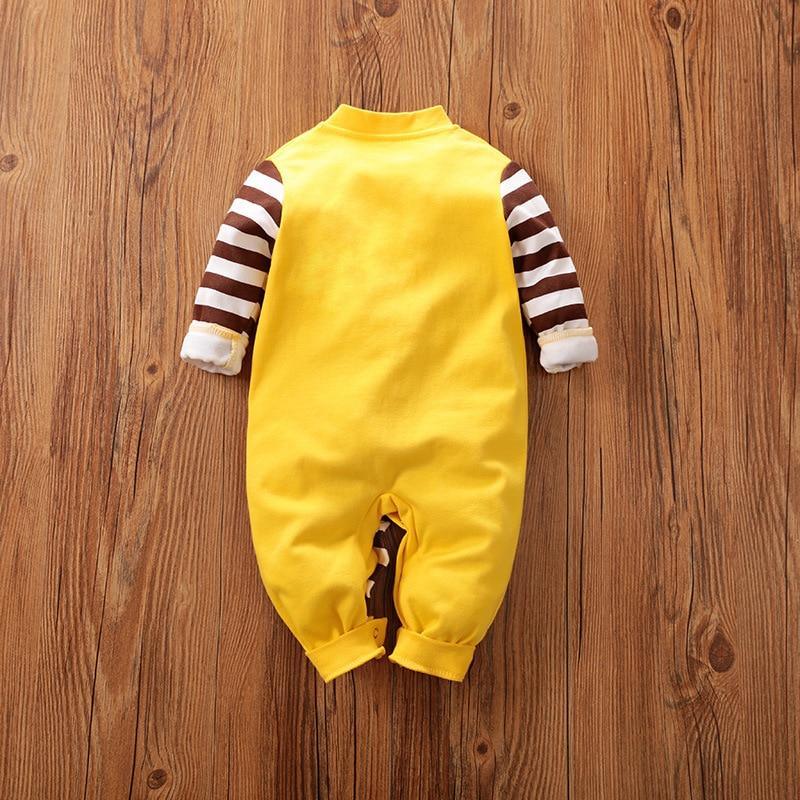 Baby Boy Long Sleeve Striped Romper with Cute Giraffe Design